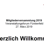 Bericht zur Mitgliederversammlung 2019 Kulturverein Fürstenfeld
